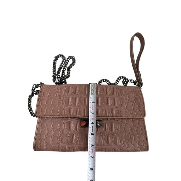 MIU MIU Mauve Crocodile Embossed Leather Clutch Crossbody Bag - Picture 9 of 13